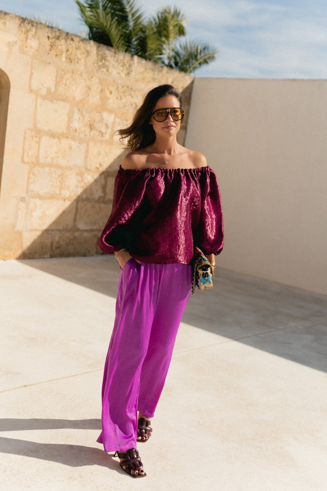 Gill sateen pants - orchid purple