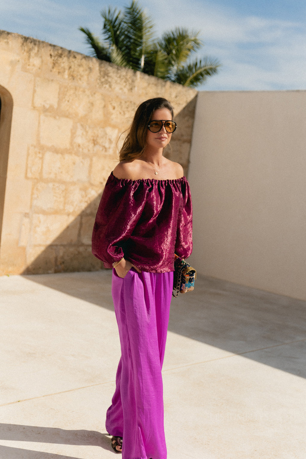 Gill sateen pants - orchid purple