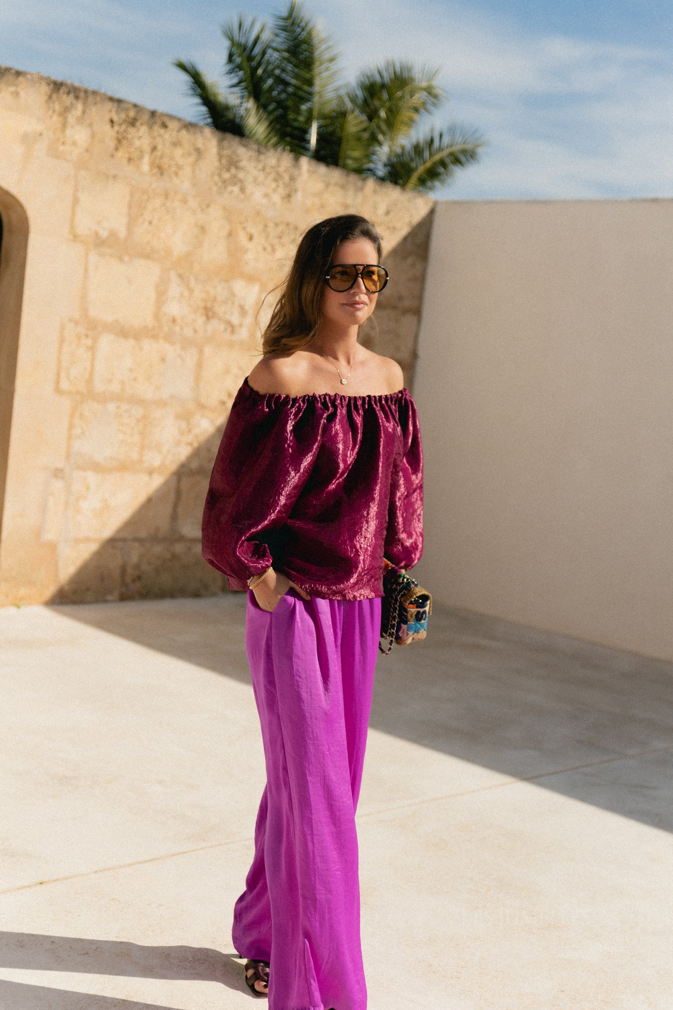 Gill sateen pants - orchid purple