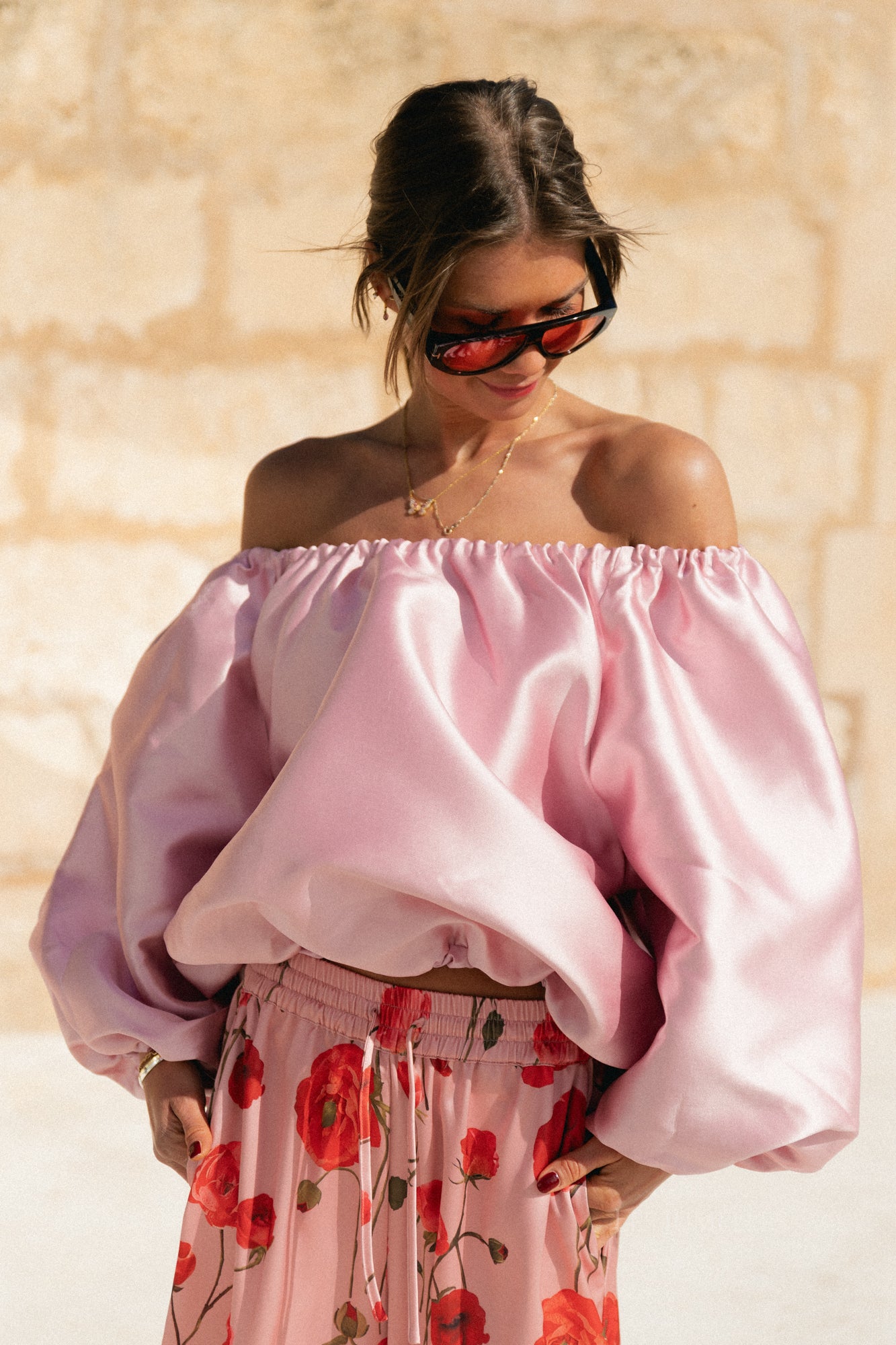 Aya off shoulder blouse mauvewood