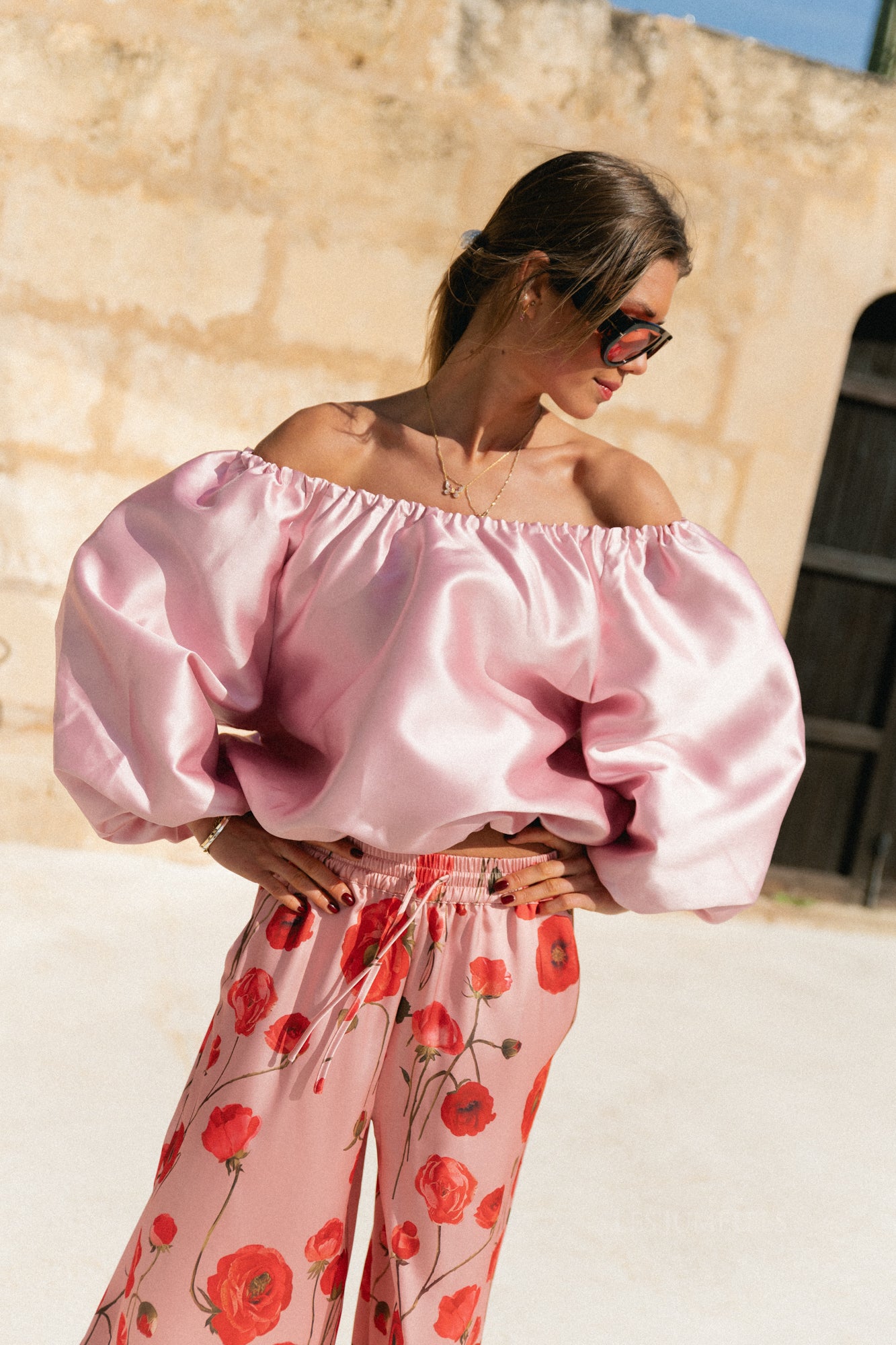 Aya off shoulder blouse mauvewood