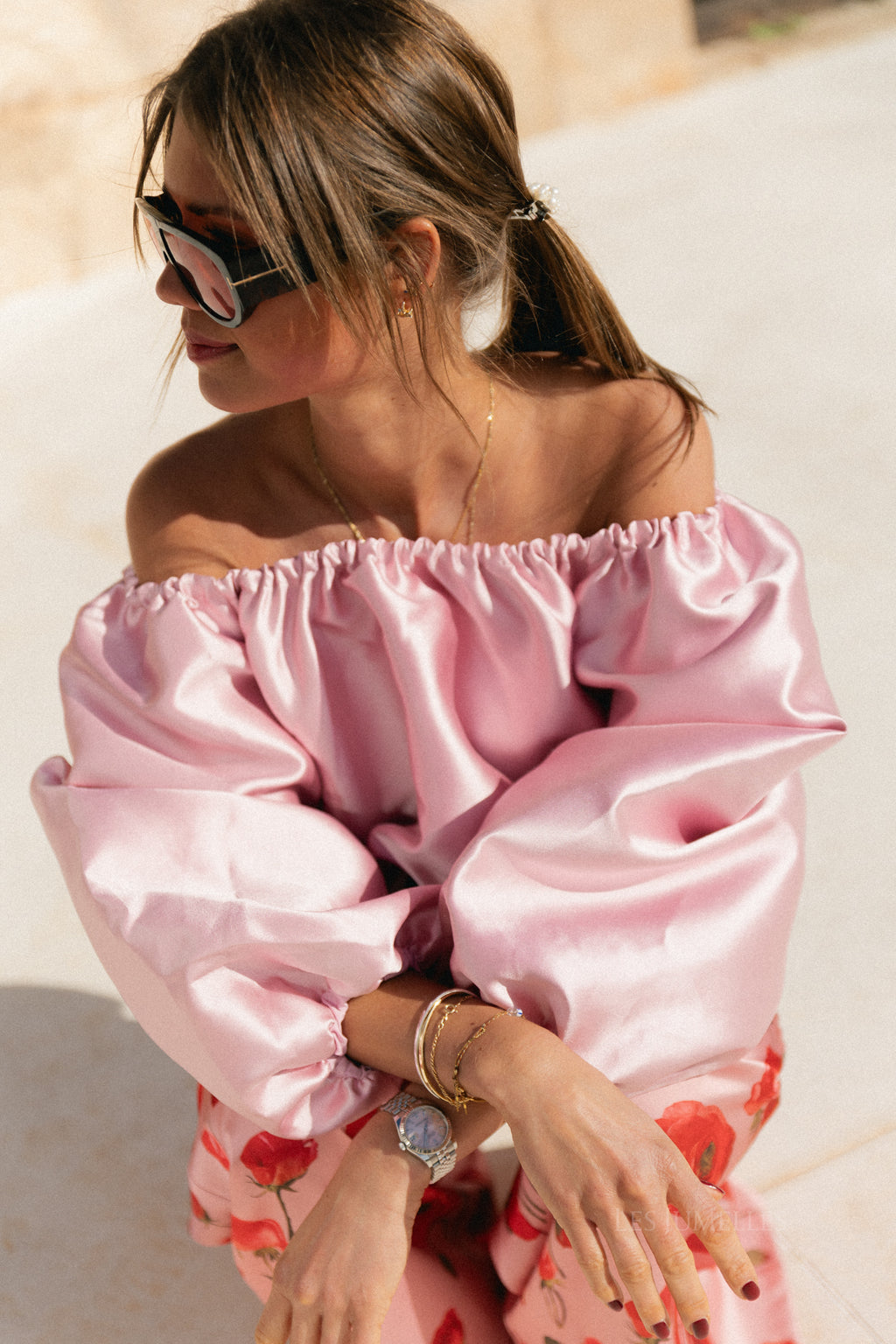 Aya off shoulder blouse mauvewood