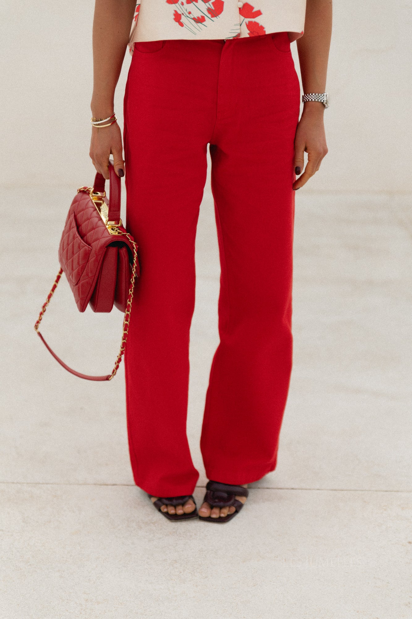 TNS Denim wijde broek in rood