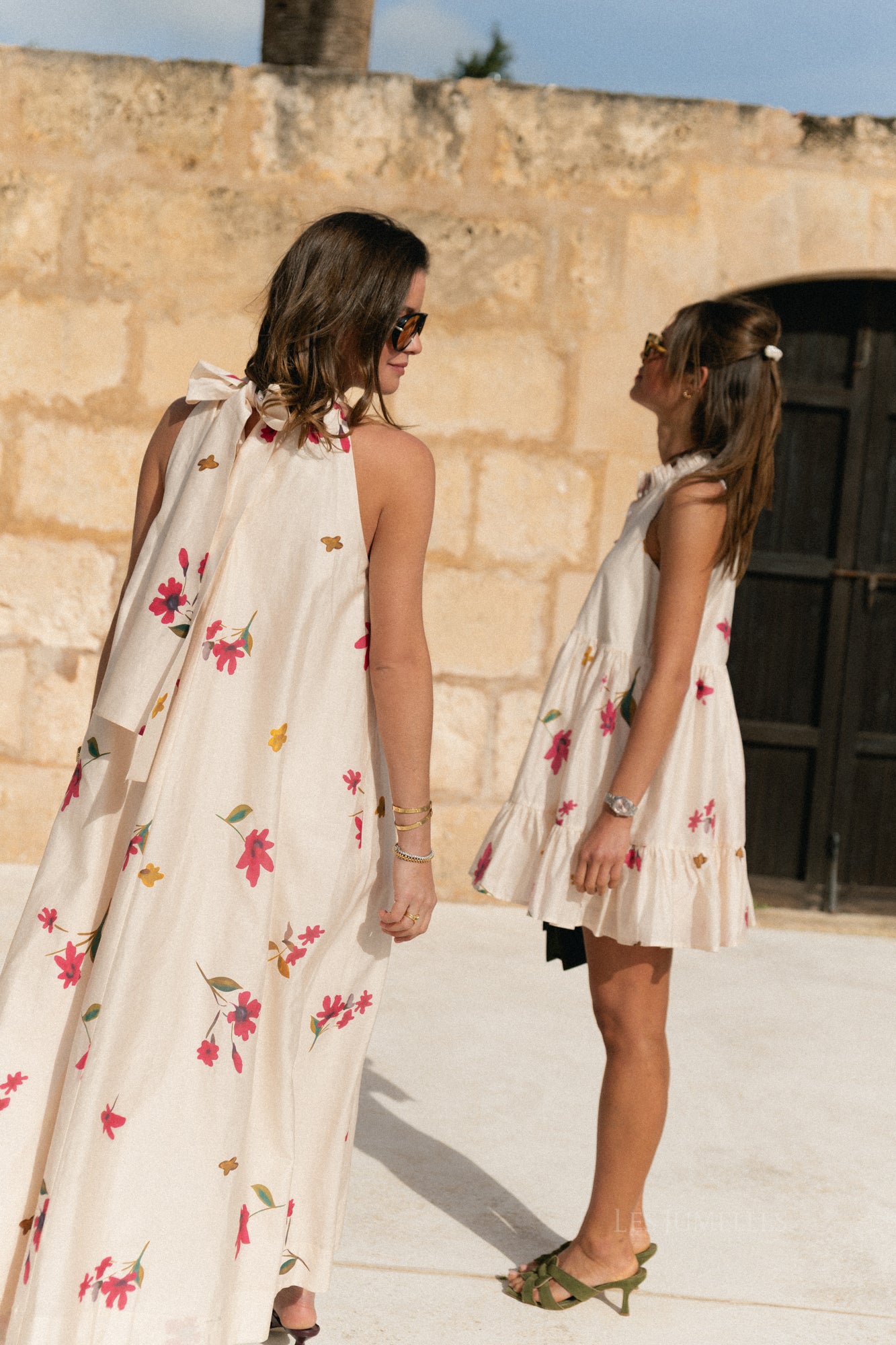 Aria short printed dress ecru