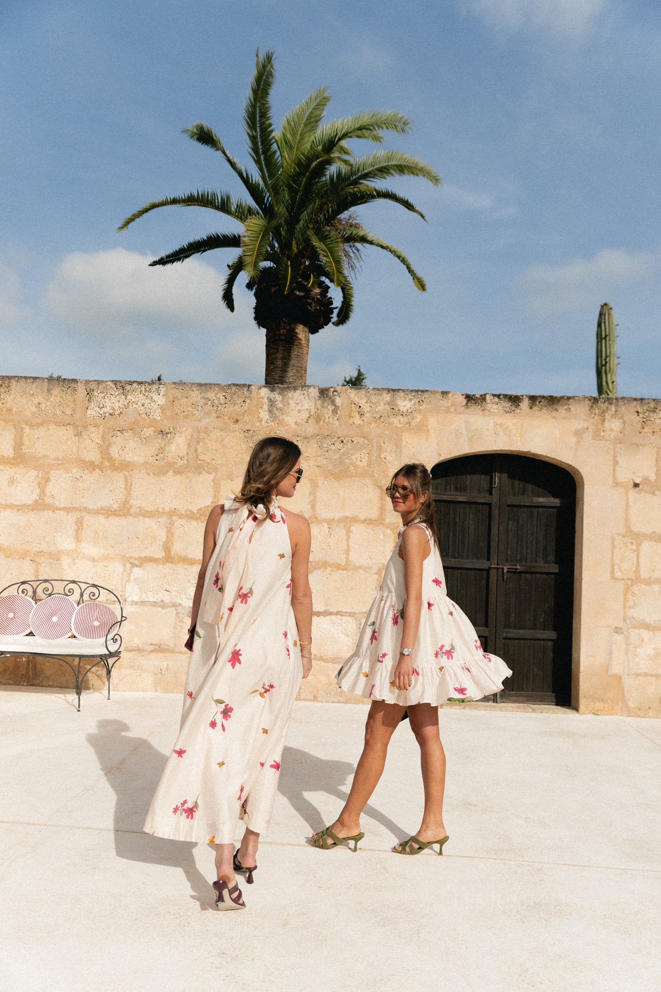 Alba long printed dress ecru