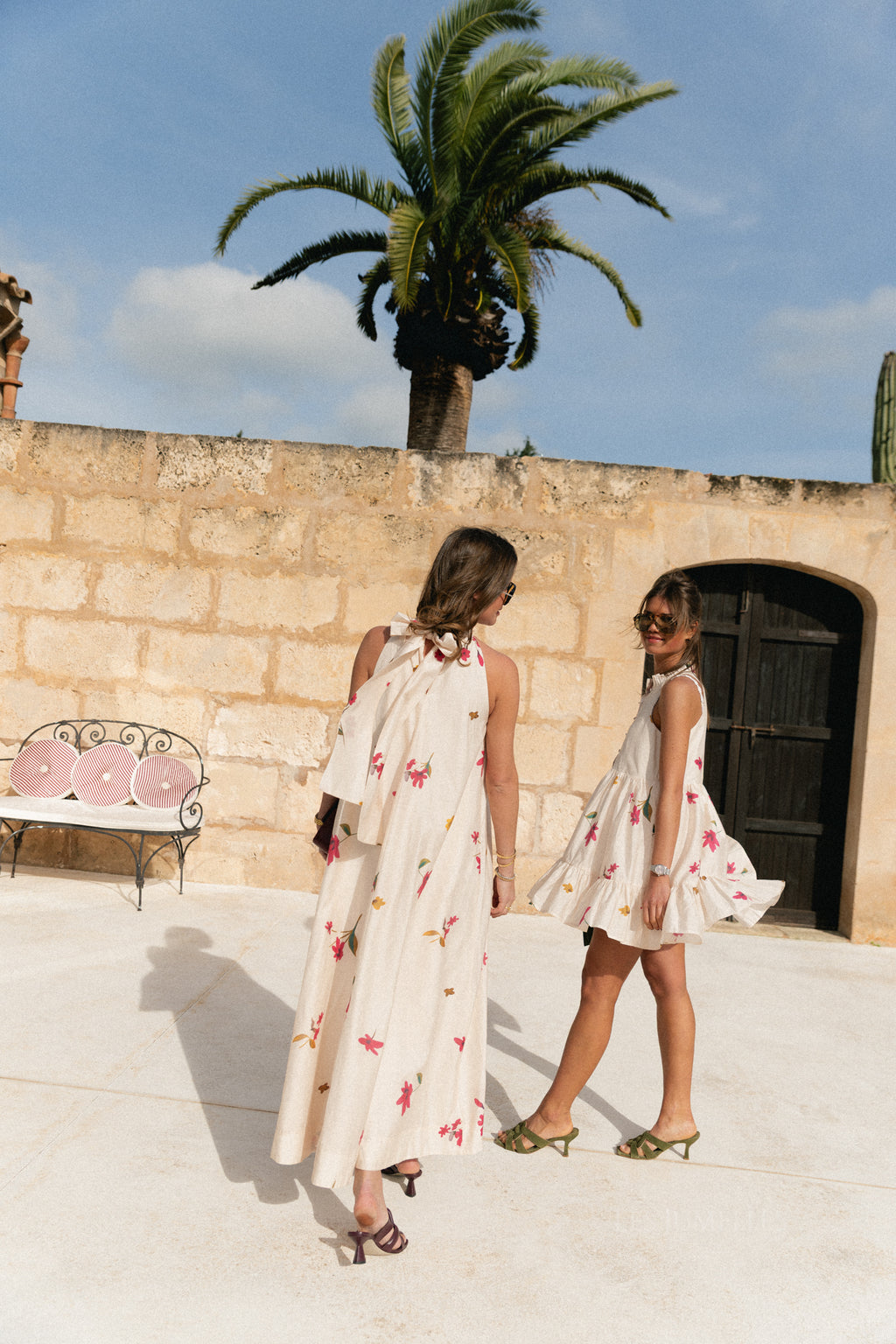 Aria short printed dress ecru