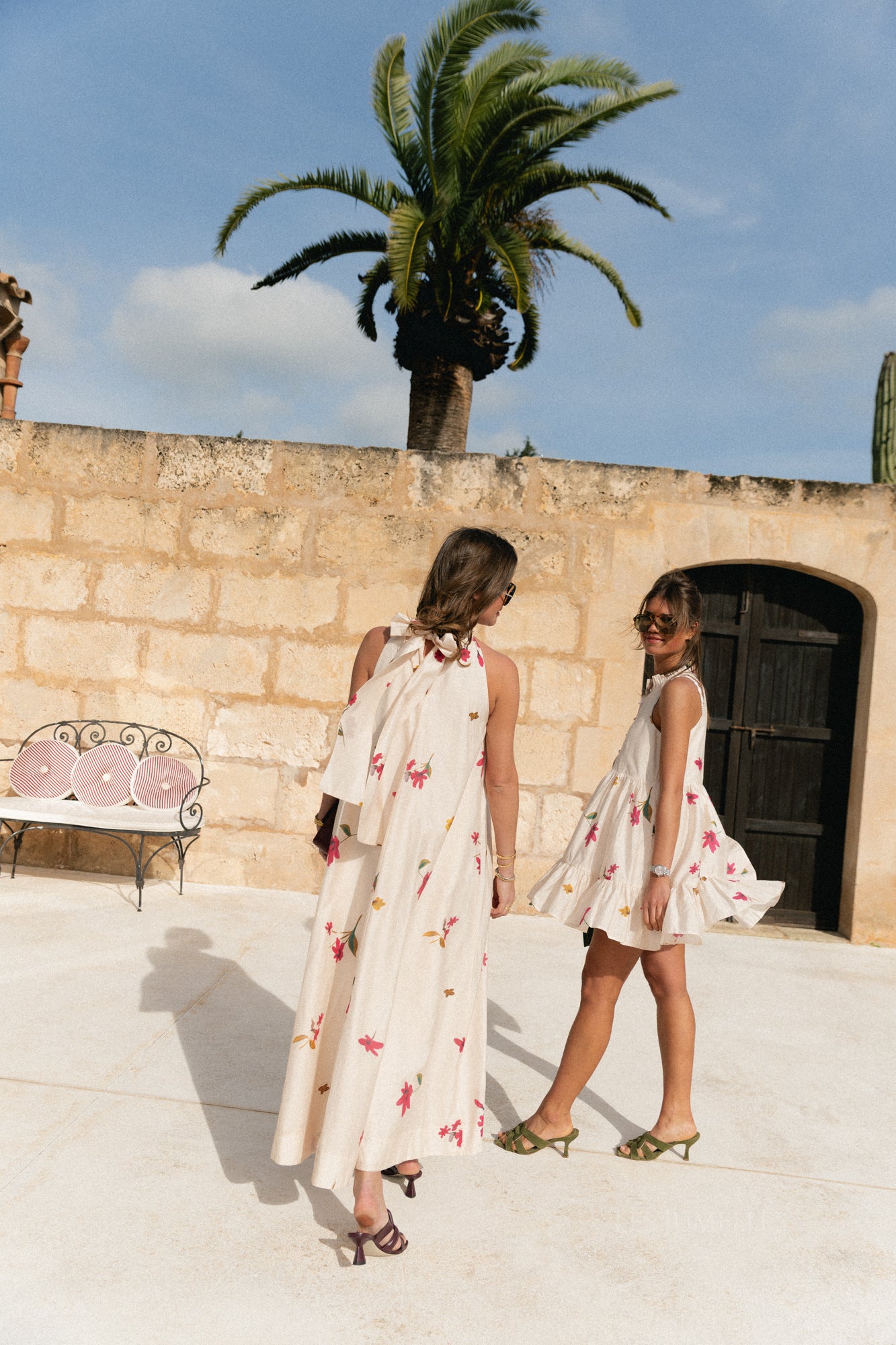 Aria short printed dress ecru