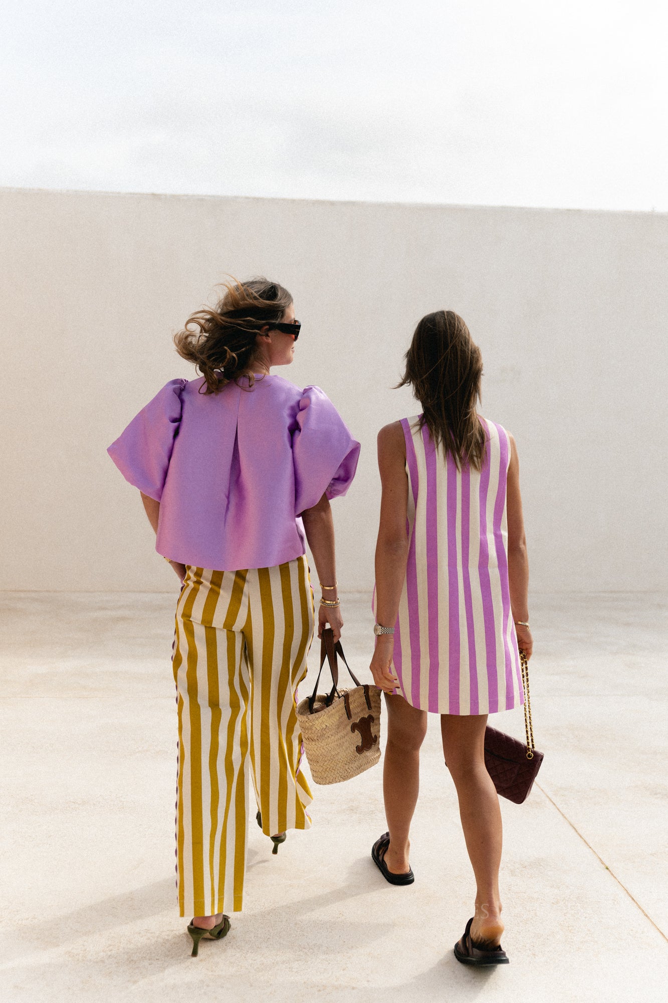 Robe rayée Gemma écru/lilas