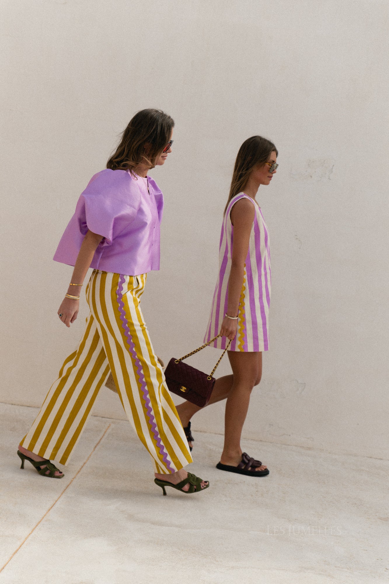 Robe rayée Gemma écru/lilas