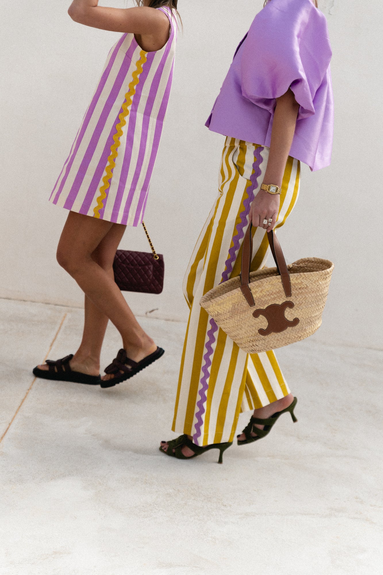 Pantalon rayé Gemma écru/citron curry