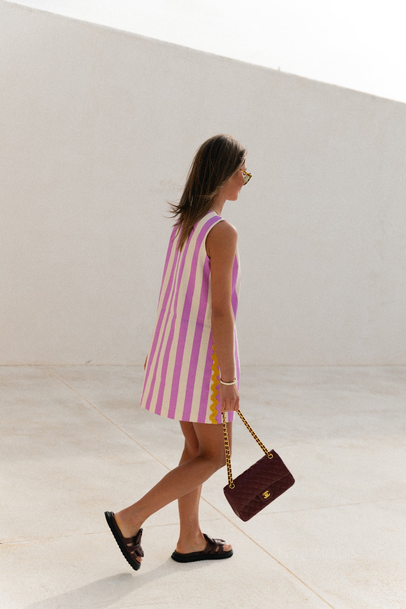 Robe rayée Gemma écru/lilas