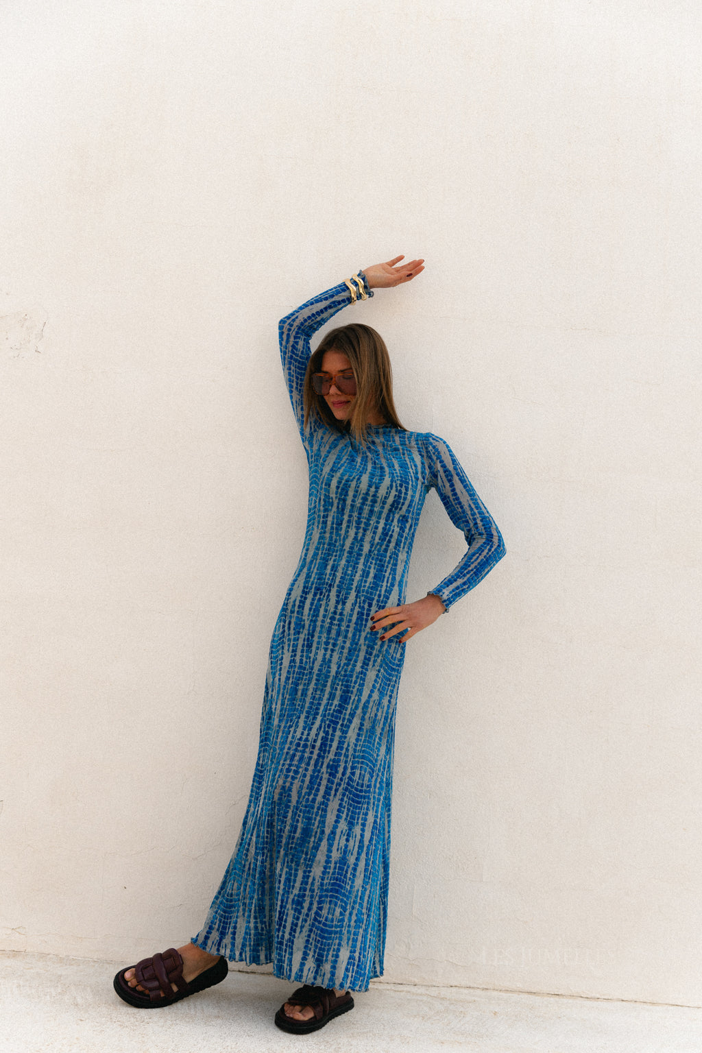 ROUMeena L/S maxi dress directoire blue