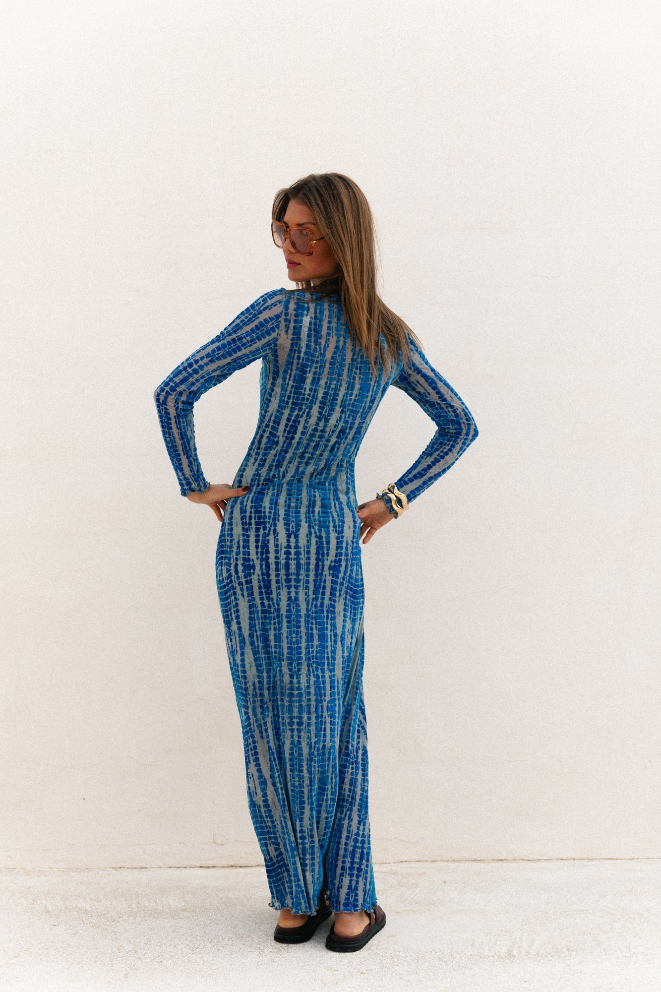 ROUMeena L/S maxi dress directoire blue