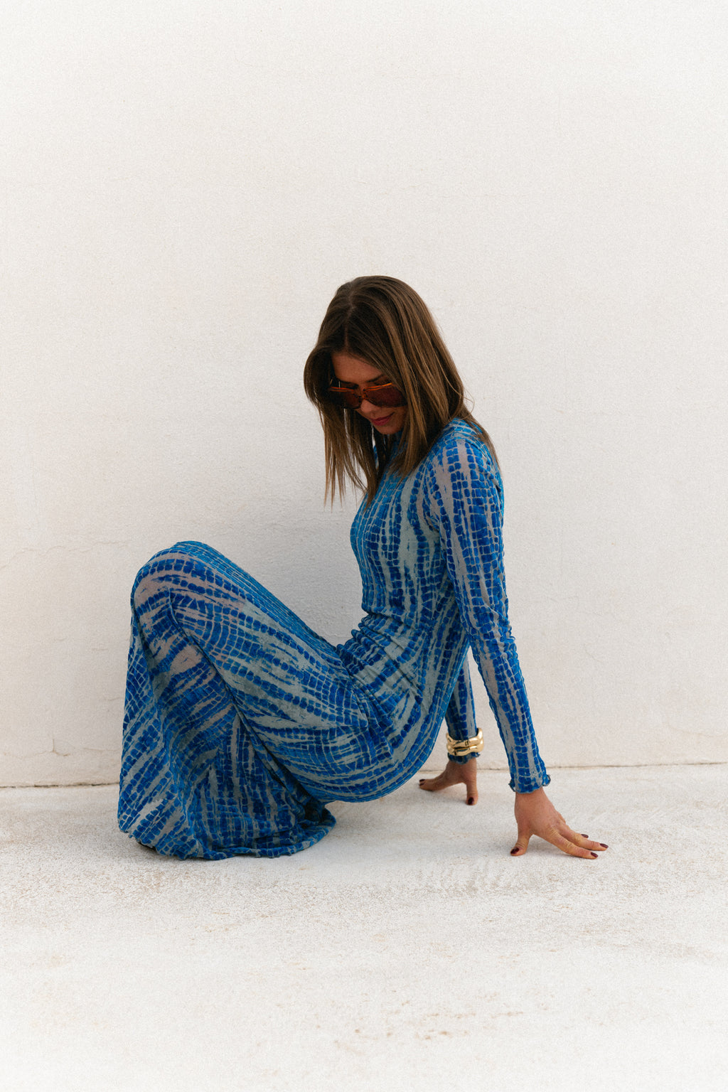 ROUMeena L/S maxi dress directoire blue