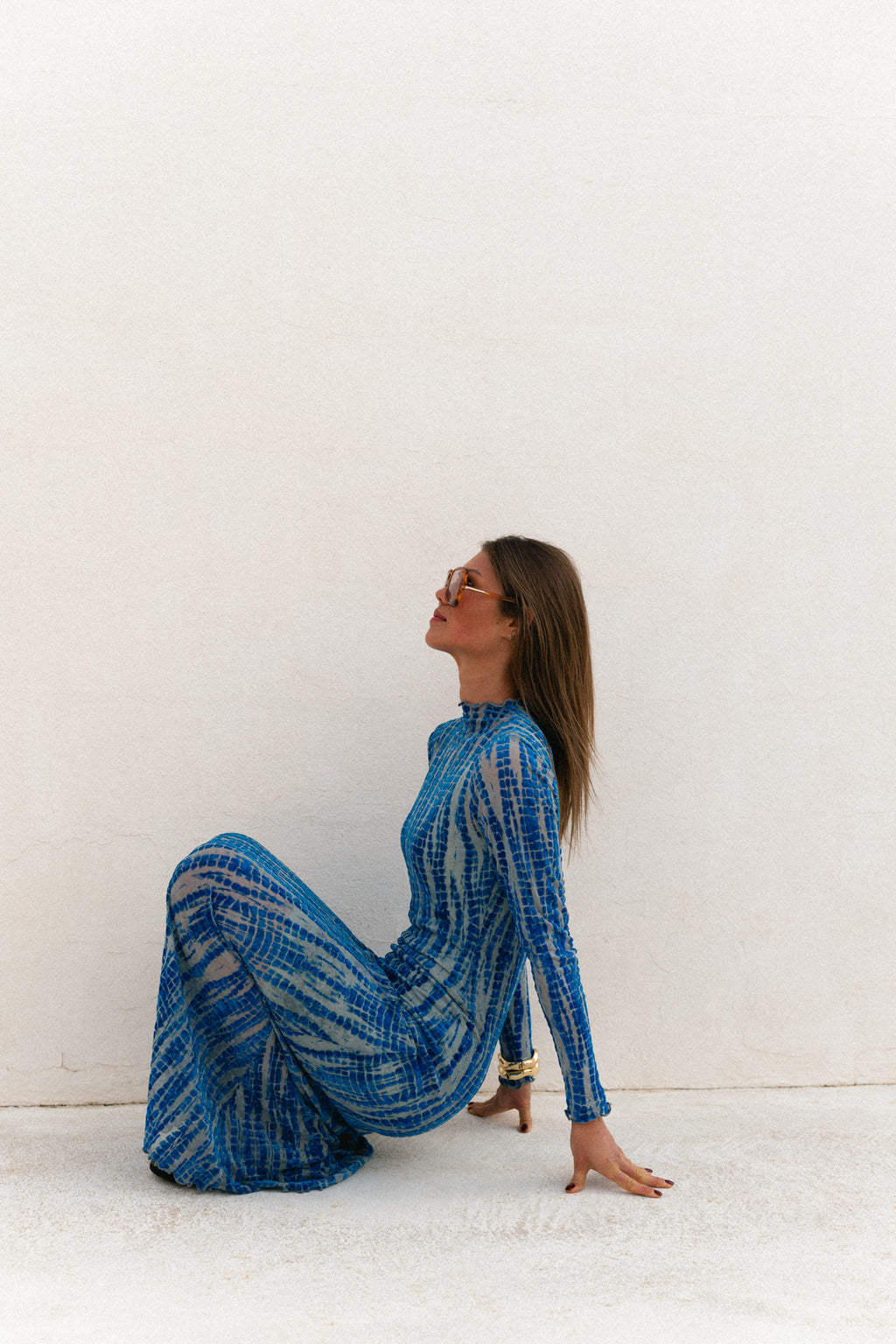 ROUMeena L/S maxi dress directoire blue