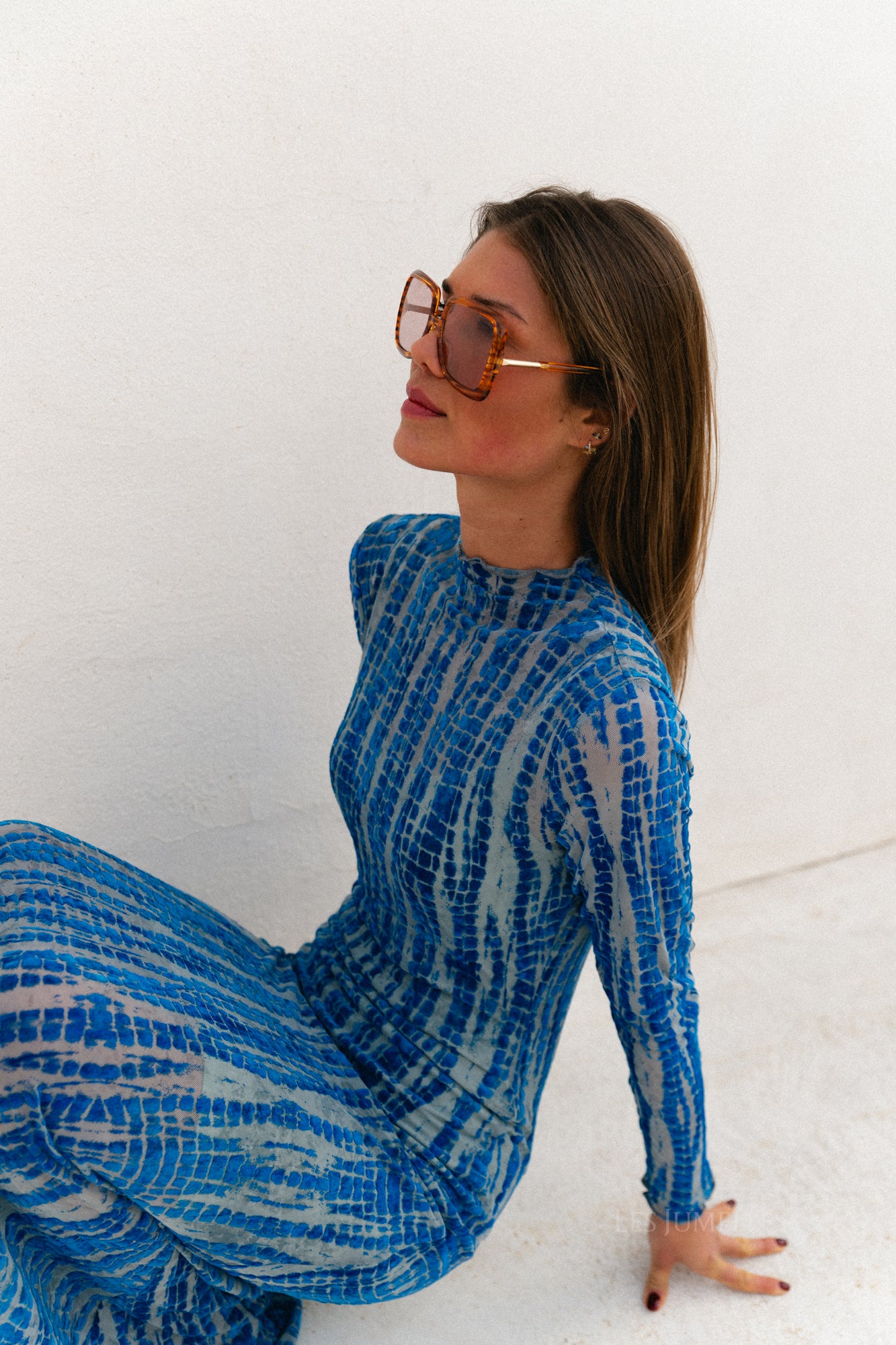 ROUMeena L/S maxi dress directoire blue