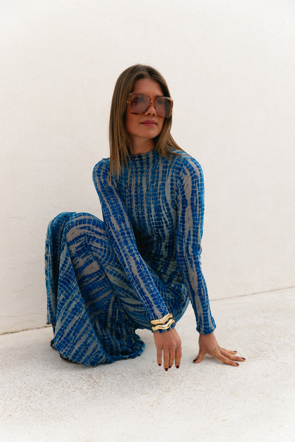 ROUMeena L/S maxi dress directoire blue