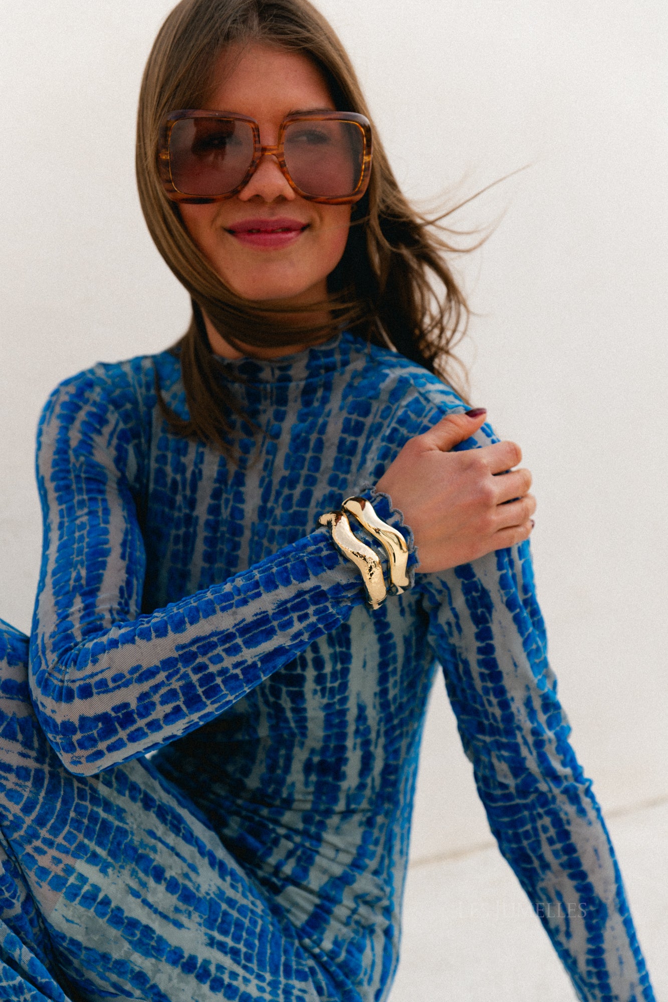 ROUMeena L/S maxi dress directoire blue