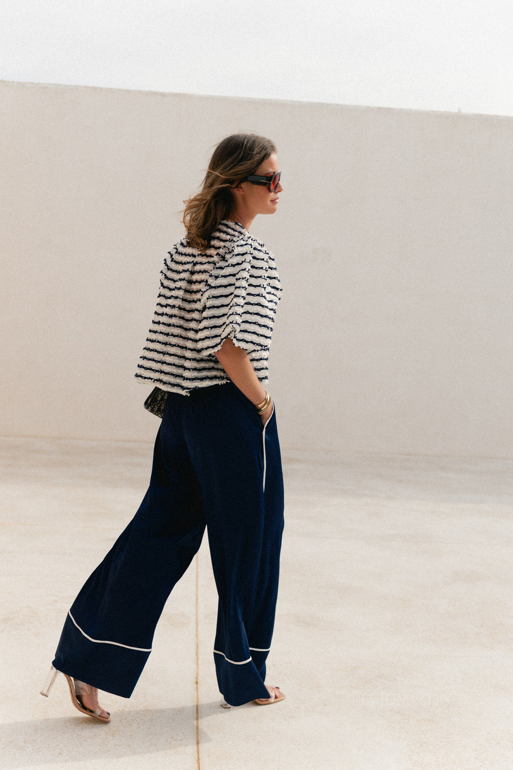 Avril wide leg trousers navy