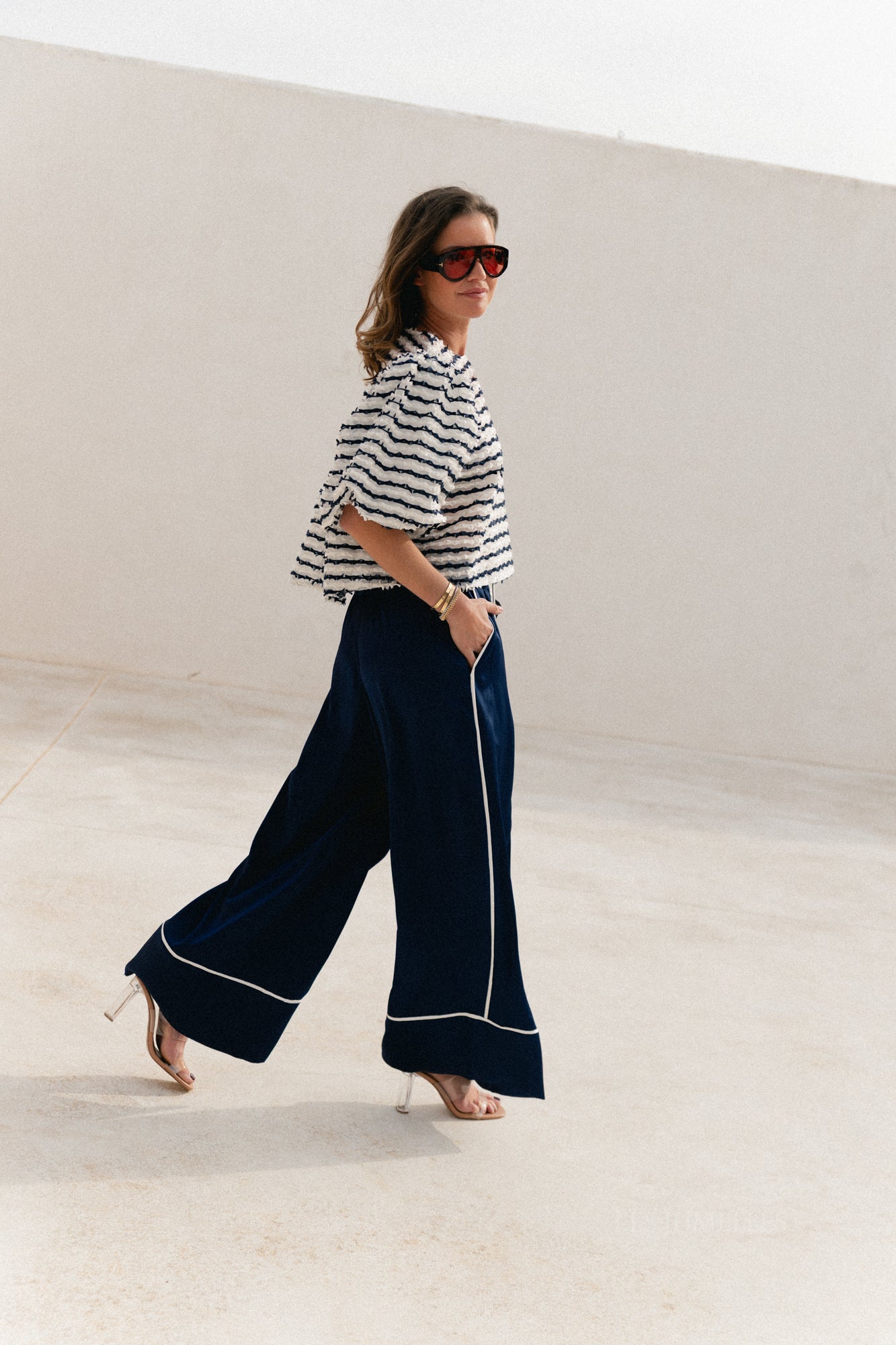 Pantalon large Avril bleu marine