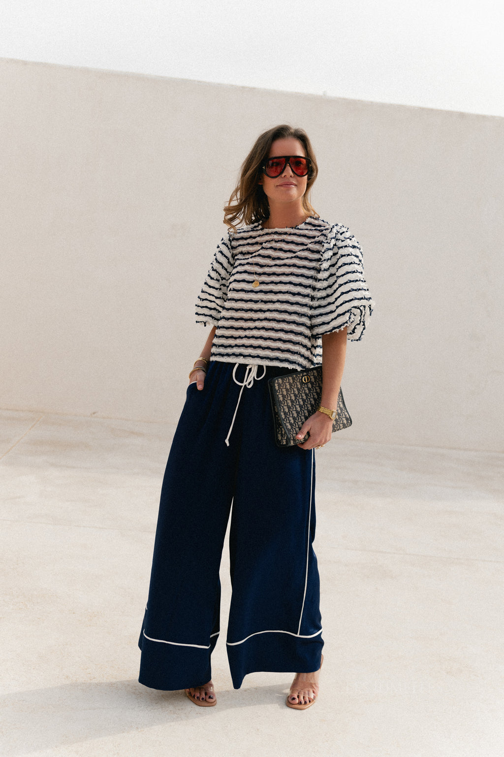 Avril wide leg trousers navy