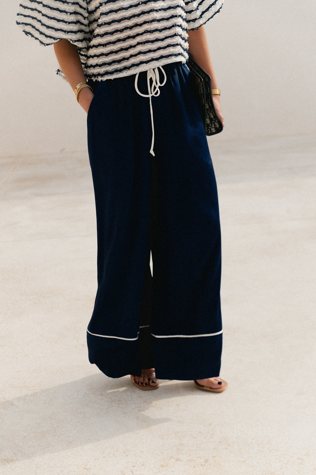 Avril wide leg trousers navy