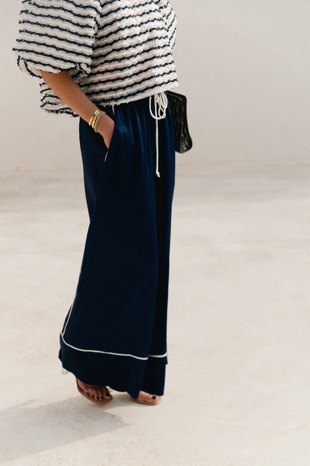 Avril wide leg trousers navy
