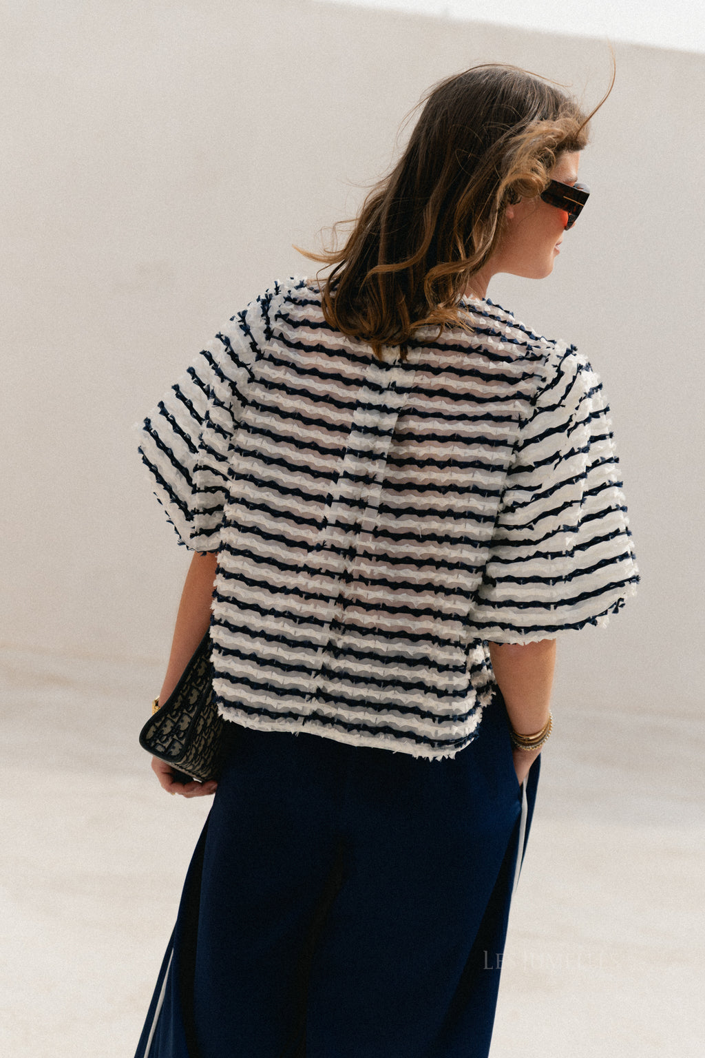 Charlotte Bluse Navy/Ecru Streifen