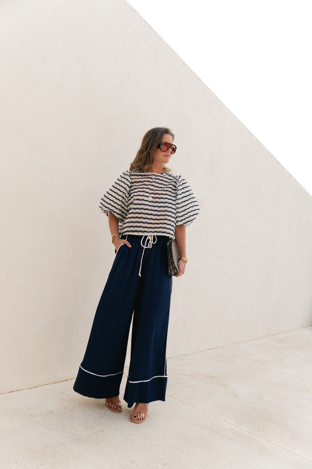 Avril wide leg trousers navy