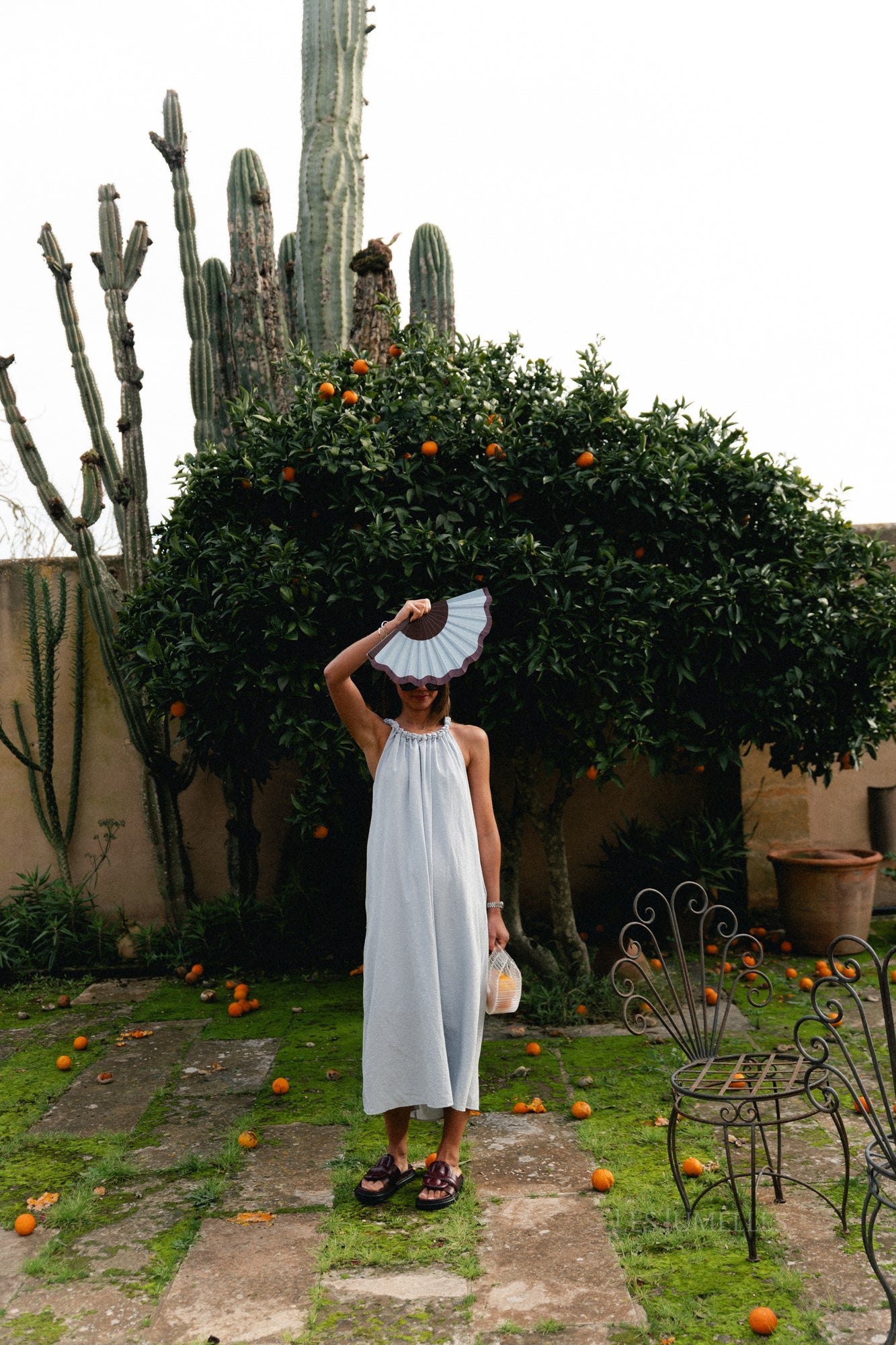 Lucie halterneck ankle dress pearl blue