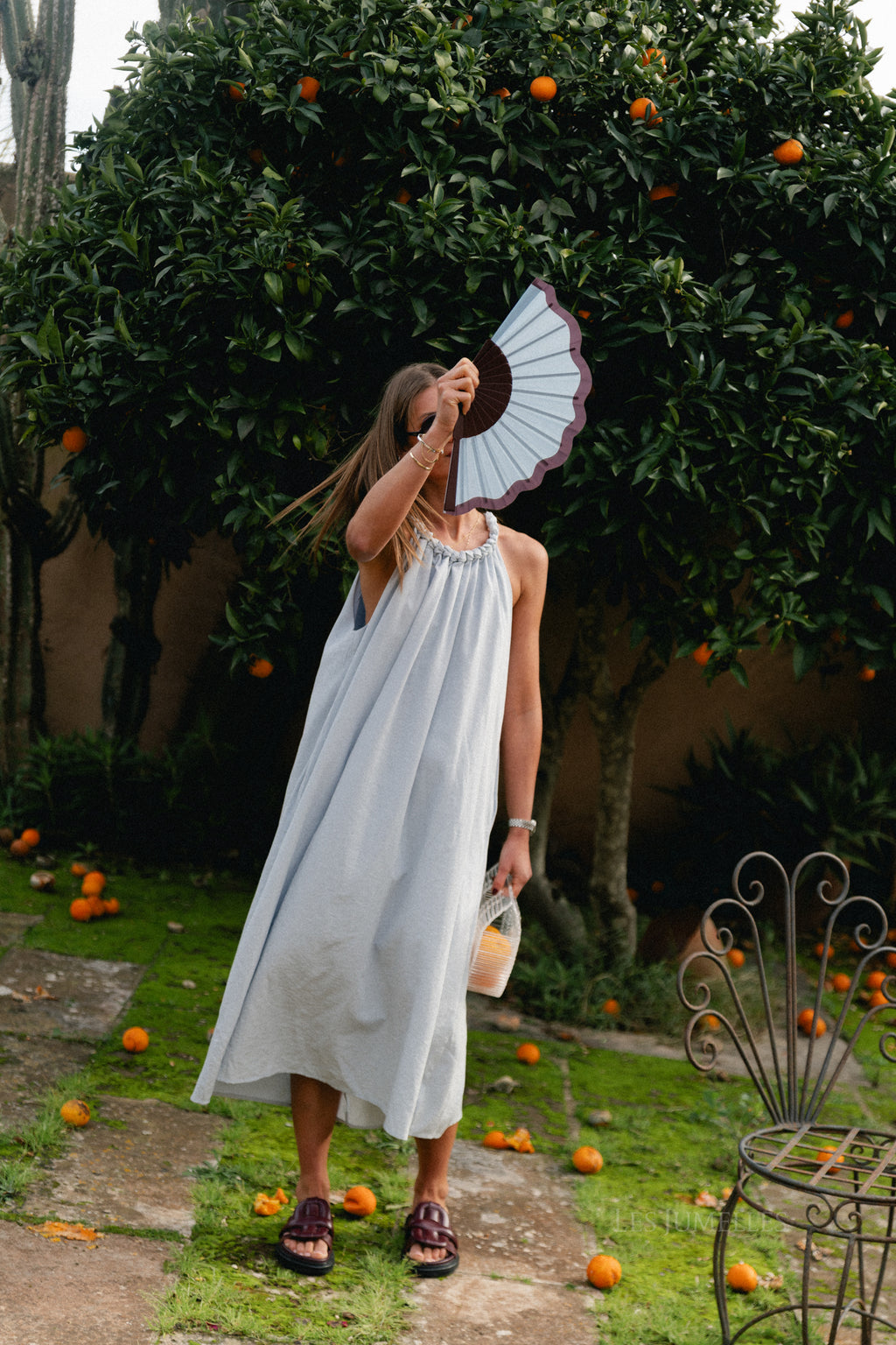 Lucie halterneck ankle dress pearl blue