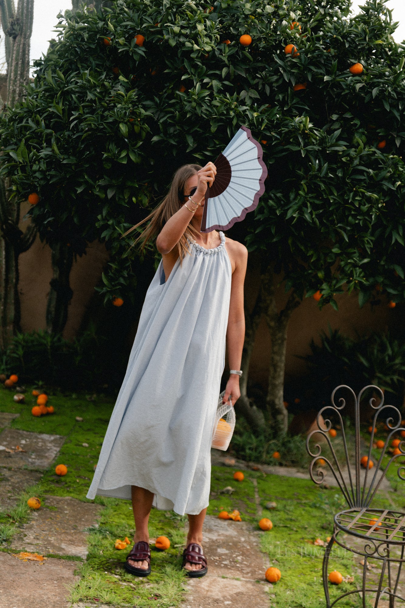 Lucie halterneck ankle dress pearl blue