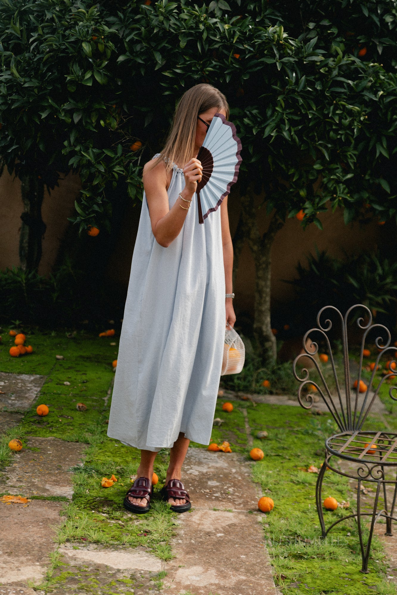 Lucie halterneck ankle dress pearl blue