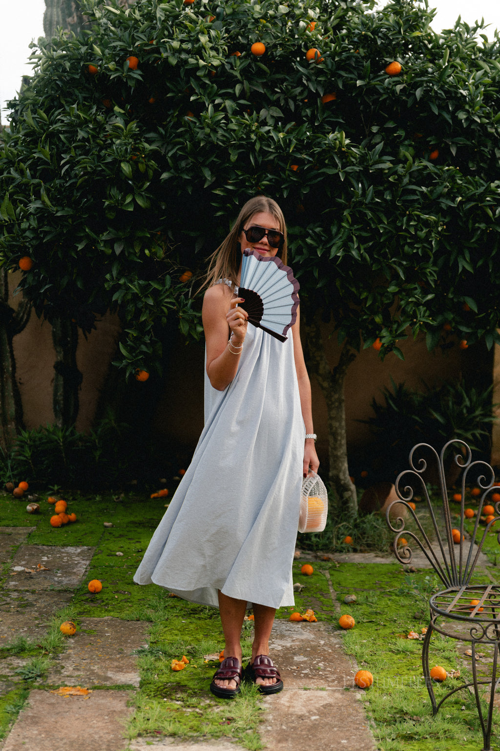 Lucie halterneck ankle dress pearl blue