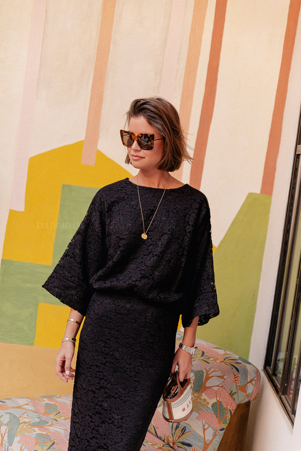 Lora Spitzenbluse Schwarz