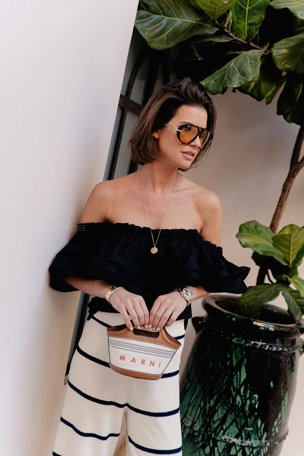 Rhea one shoulder top black