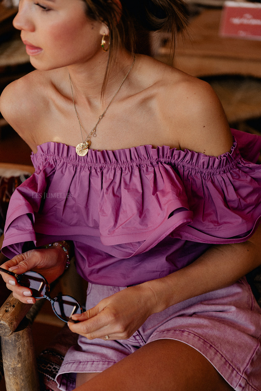 Rhea one shoulder top rosebud
