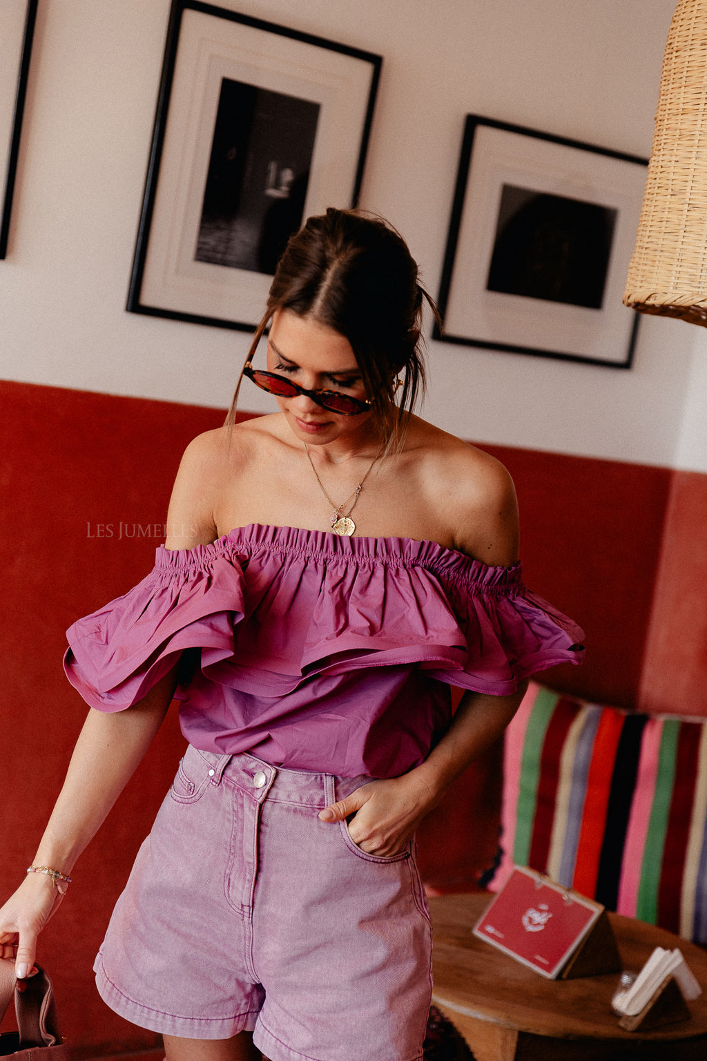 Rhea one shoulder top rosebud
