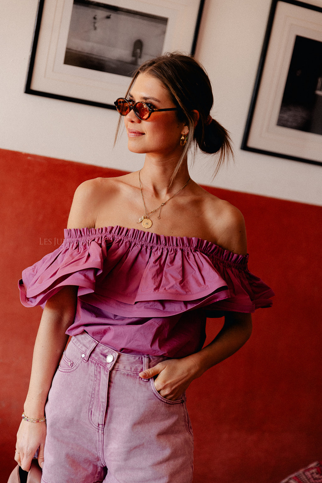 Rhea one shoulder top rosebud
