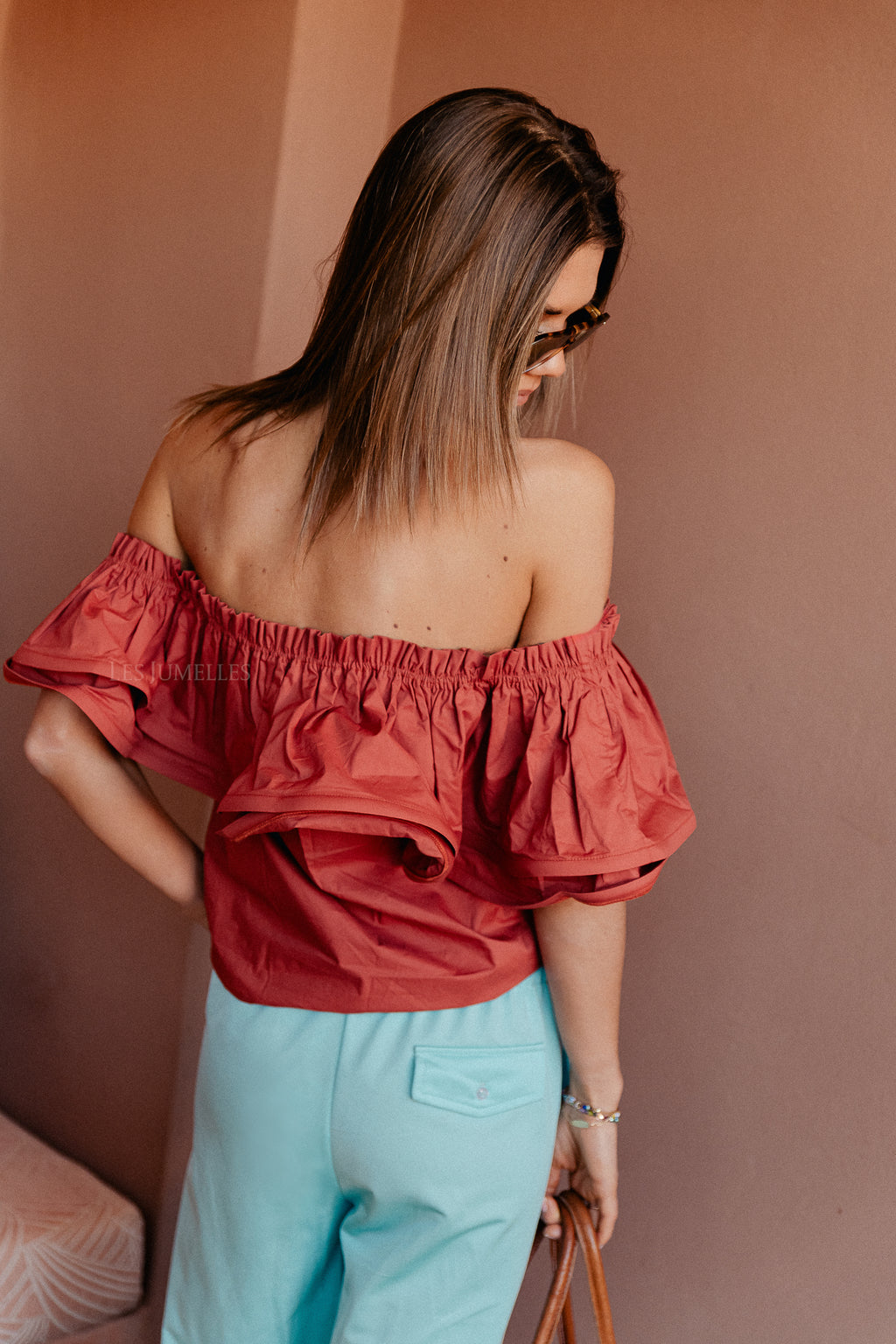 Rhea one shoulder top mahogany