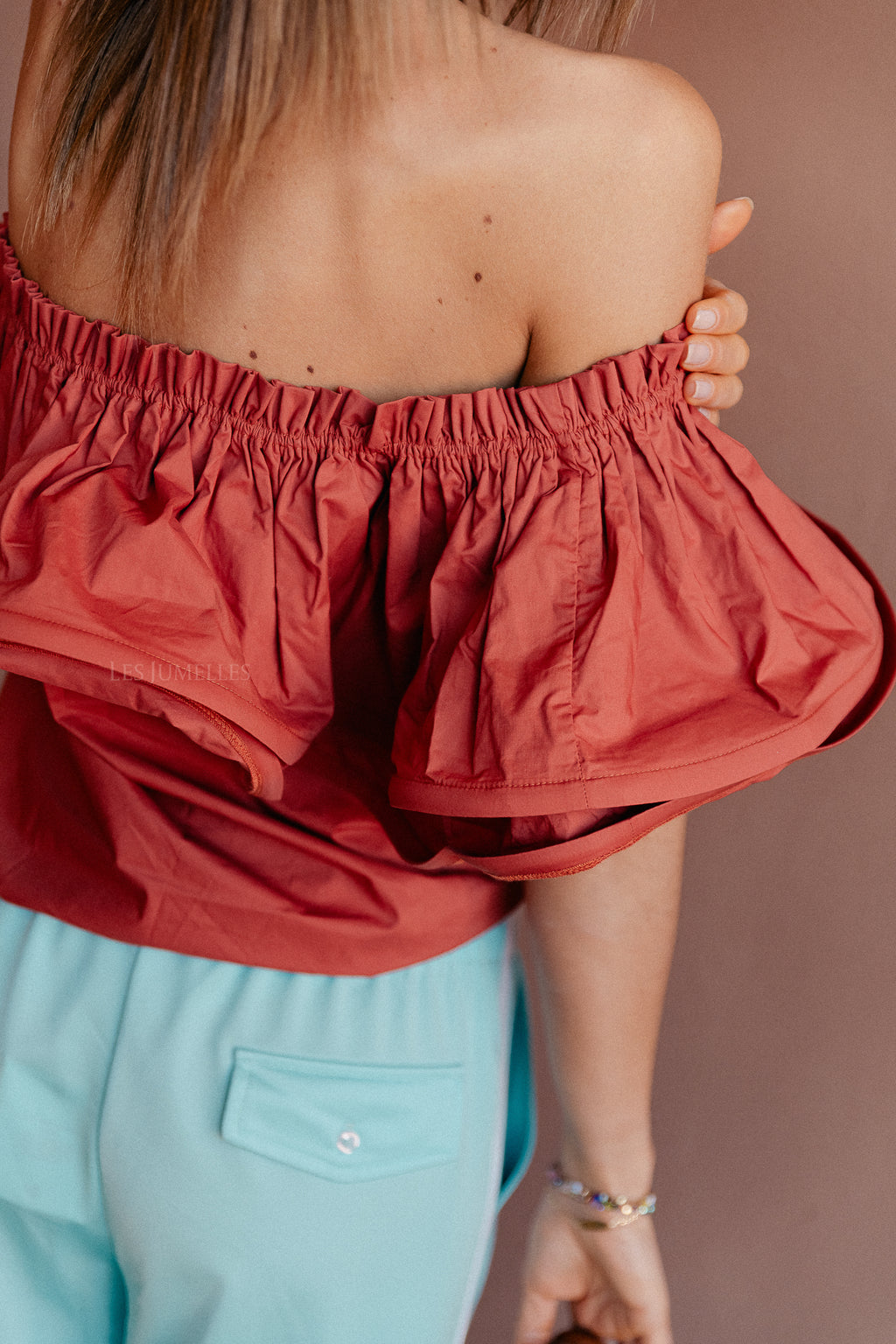 Rhea one shoulder top mahogany