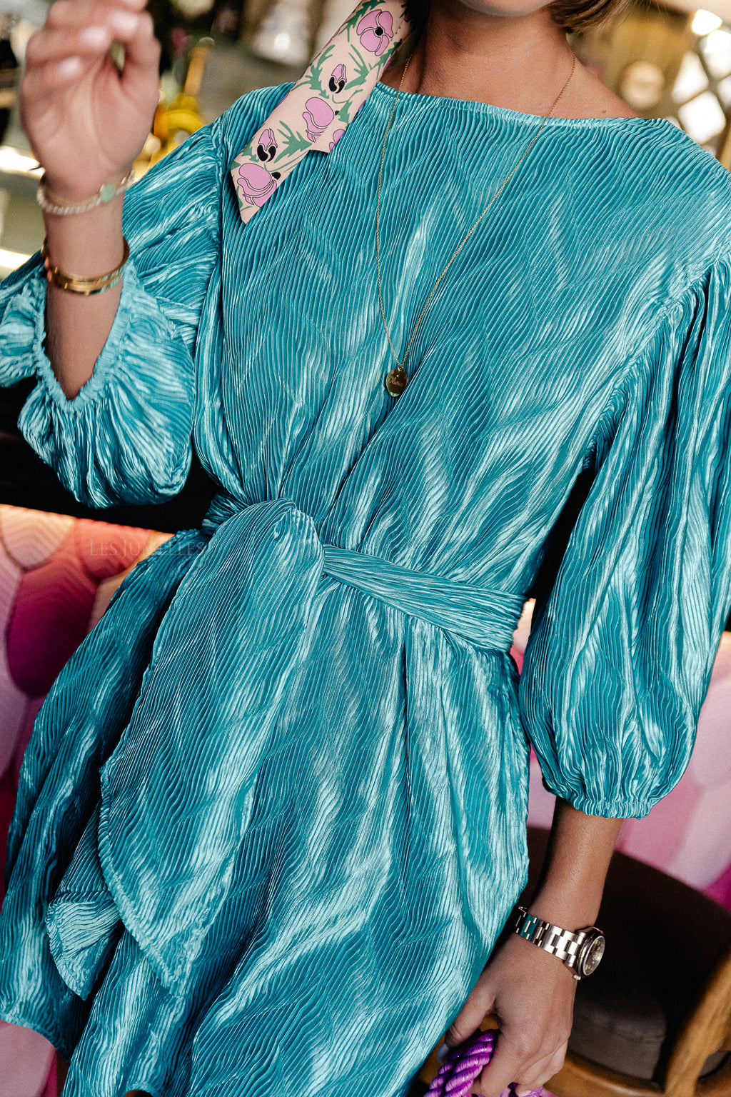 Asher short dress turquoise