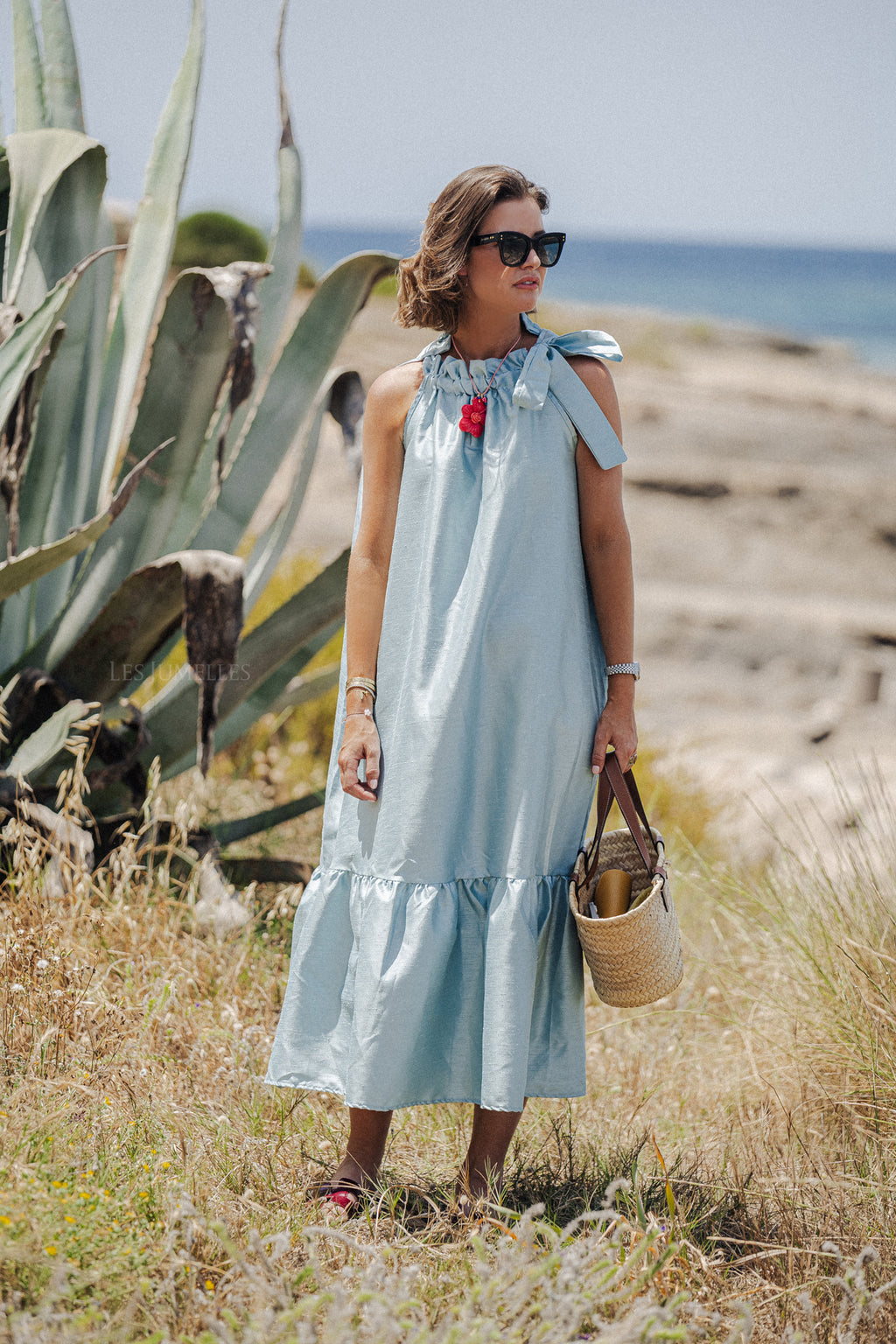 Ella Halterneck Maxikleid in Hellblau