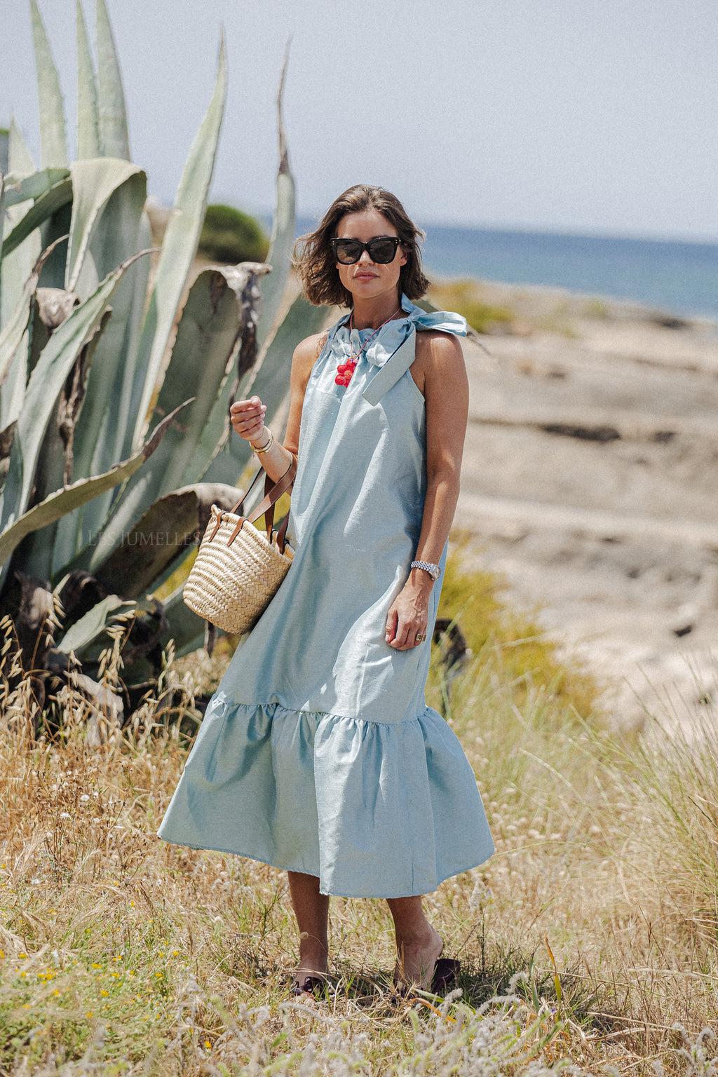Ella Halterneck Maxikleid in Hellblau