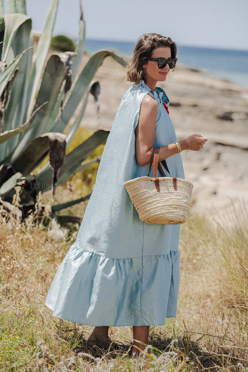 Ella Halterneck Maxikleid in Hellblau