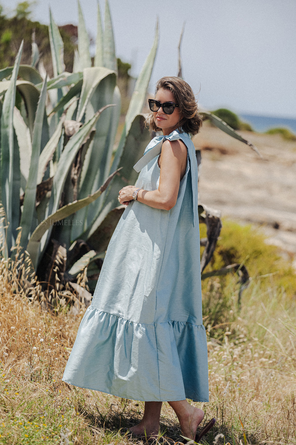 Ella Halterneck Maxikleid in Hellblau