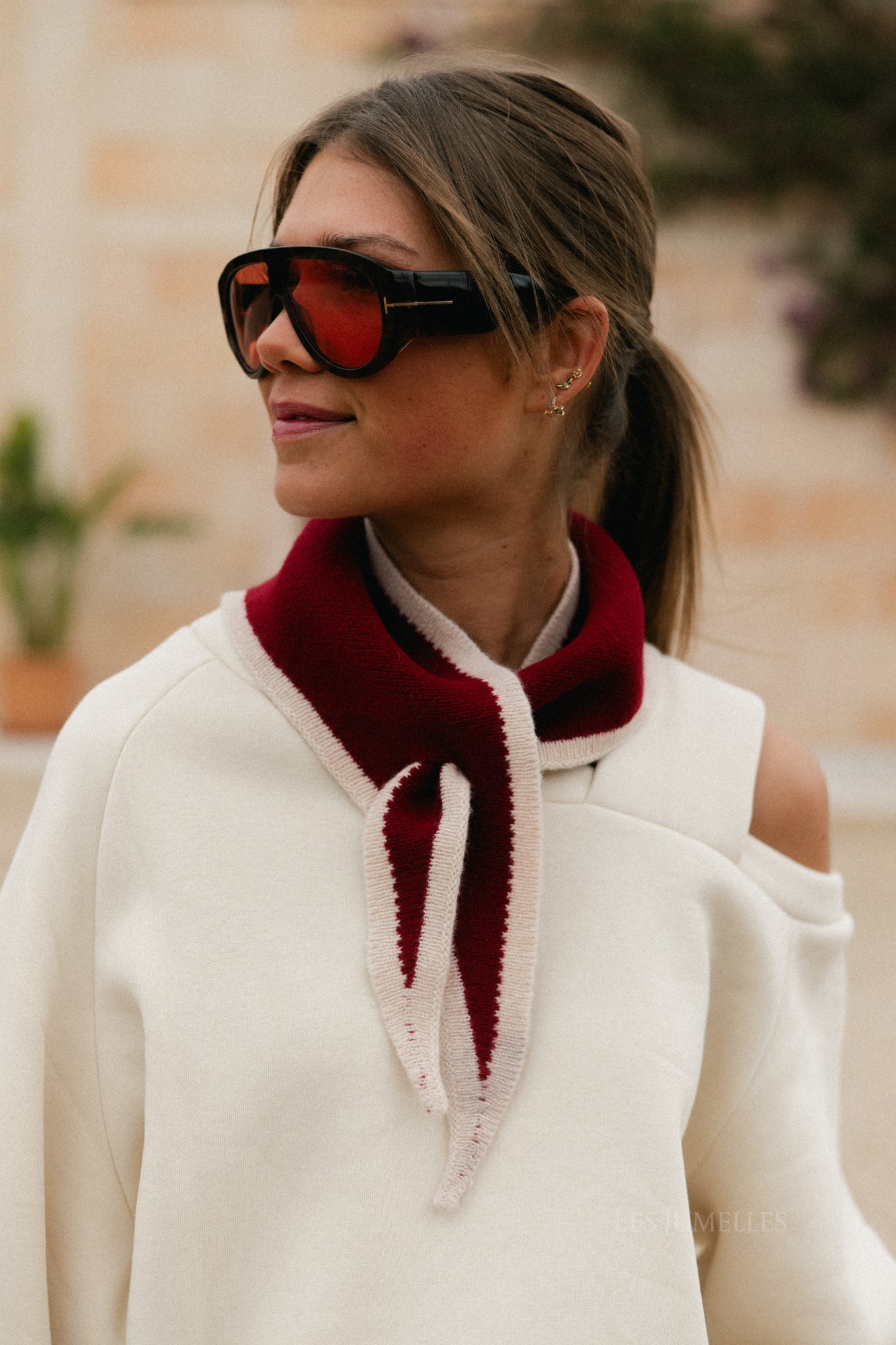 Lizzy wollen driehoekige sjaal rood