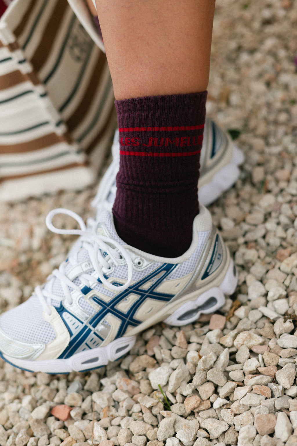 Chaussettes Fille à papa aubergine/rouge corail
