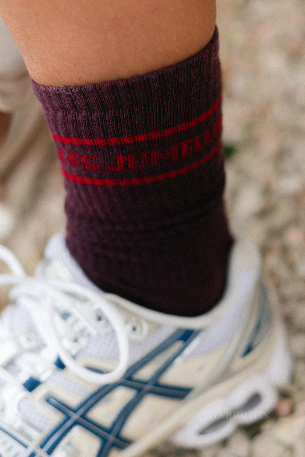 Chaussettes Fille à papa aubergine/rouge corail