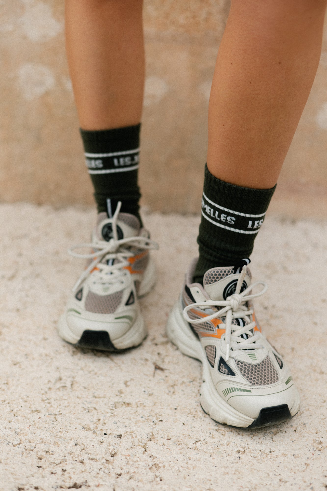 Fille à papa sokken kaki/ecru